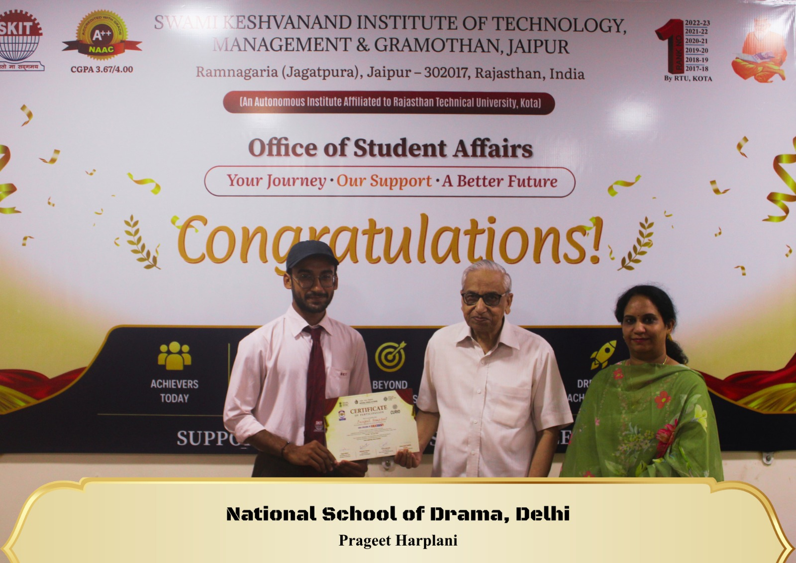 Toppers and achievers of SKIT Jaipur on the Wall of Fame